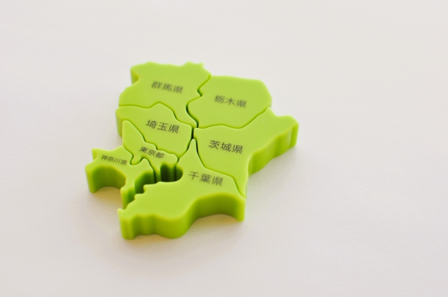 関東地方の地図模型｜母子家庭が住みやすい街を比較するためのエリアイメージ